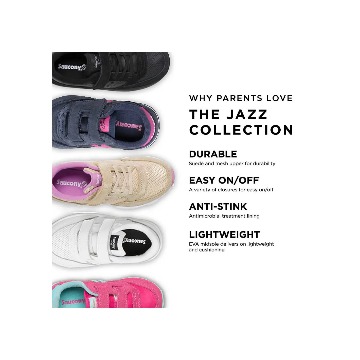 Saucony Jazz Hook & Loop Sneaker<Kids Unisex